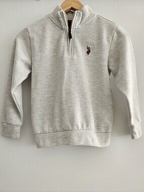 U.S. Polo Assn. Light Heather Gray Quarter Zip Pullover Size M (8)